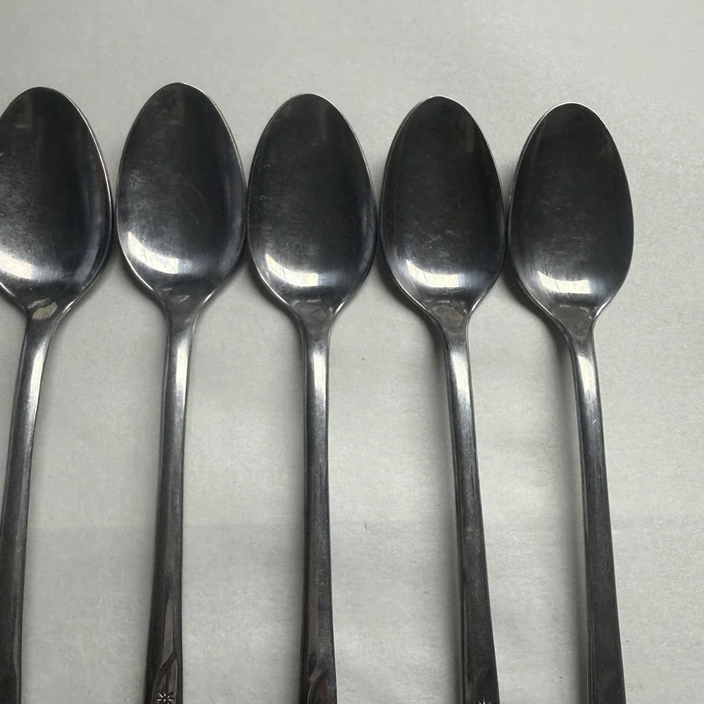 8 International Silver Americana Star Stainless USA Iced Tea Spoons Long Flatwar